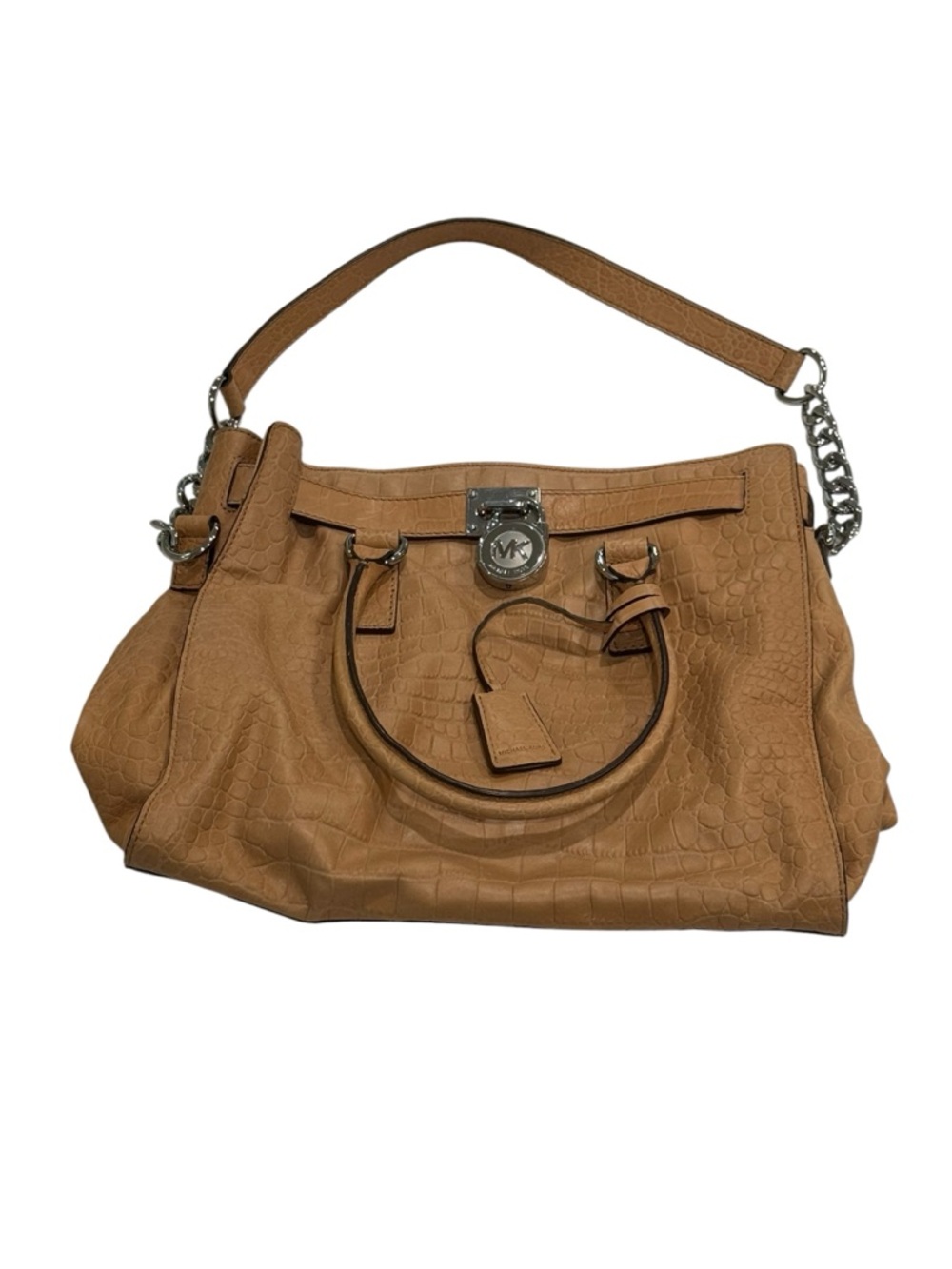 Michael Kors Hamilton Satchel Tan Croc-Embossed Leather Shoulder Bag